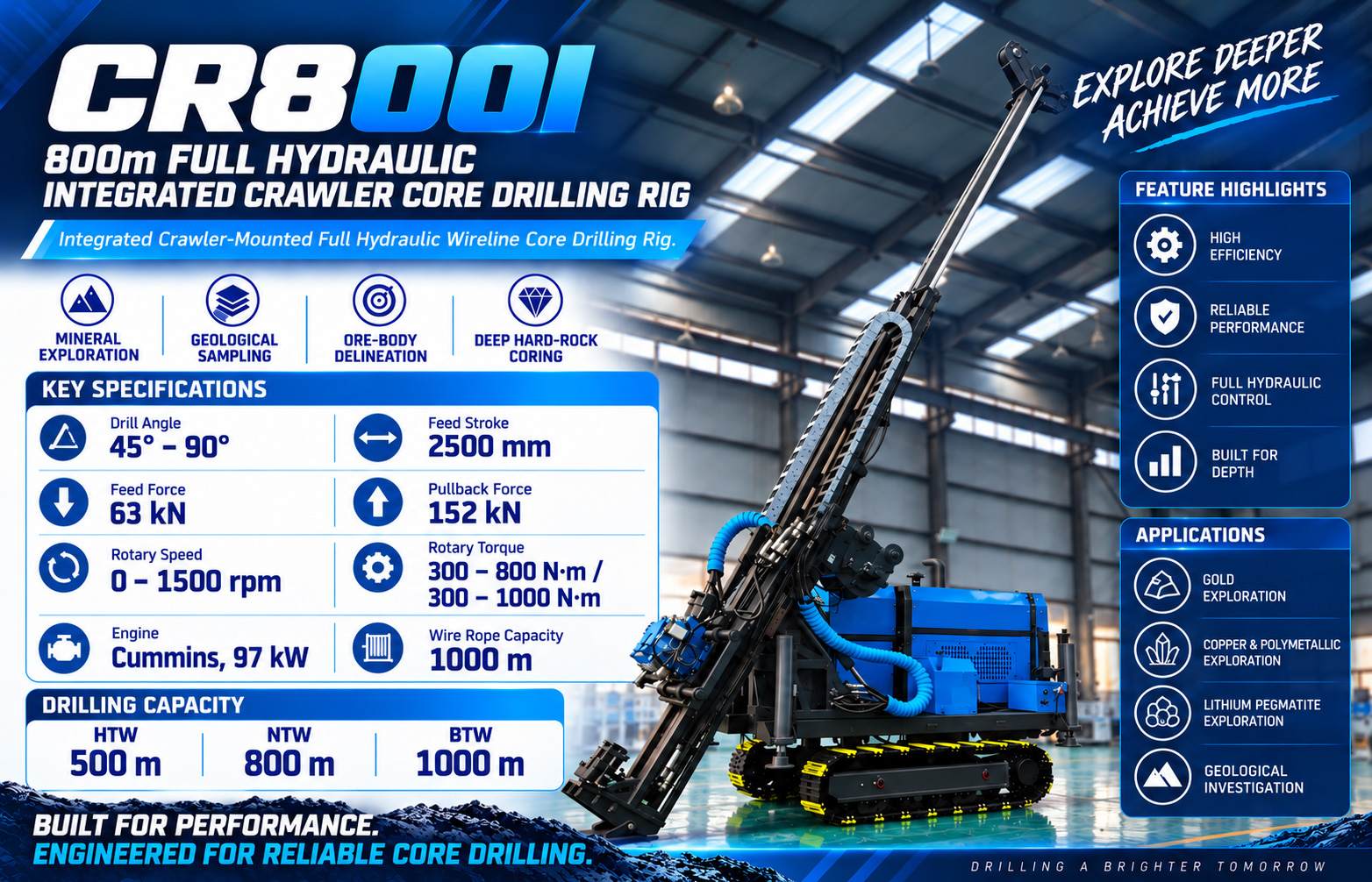 CR800I Rig Pengeboran Inti Batuan Tipe Terintegrasi