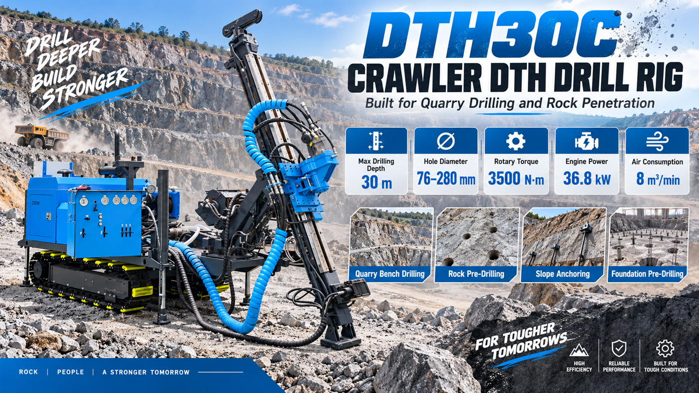 DTH30C Rig Pengeboran DTH Terintegrasi