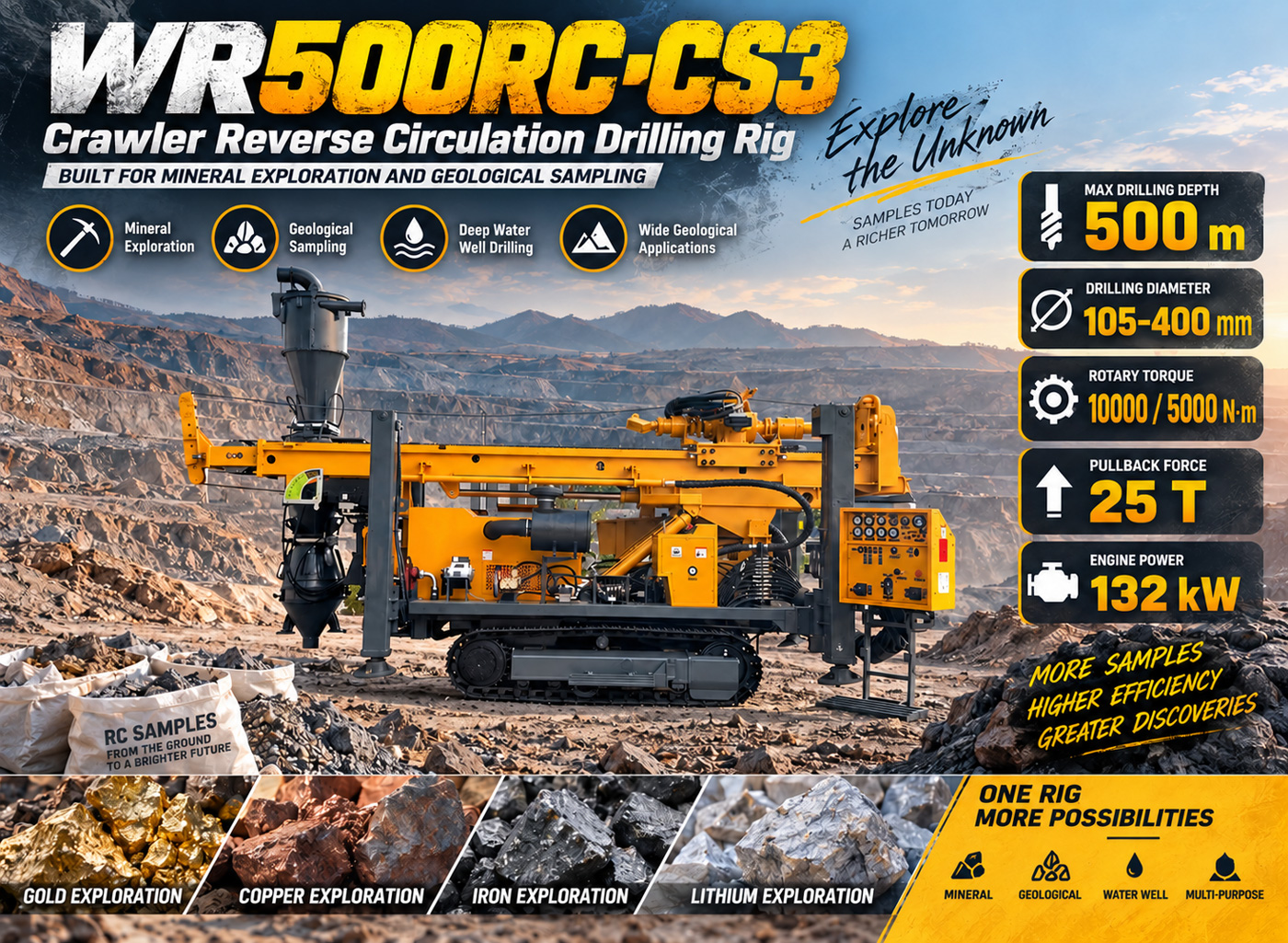 WR500RC-CS3 Rig Pengeboran Sirkulasi Terbalik