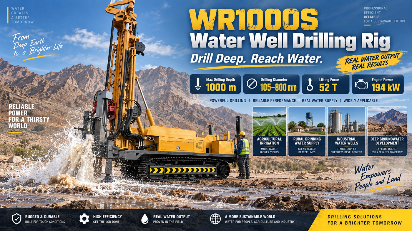 WR1000S Rig Pengeboran Sumur Air Tipe Track