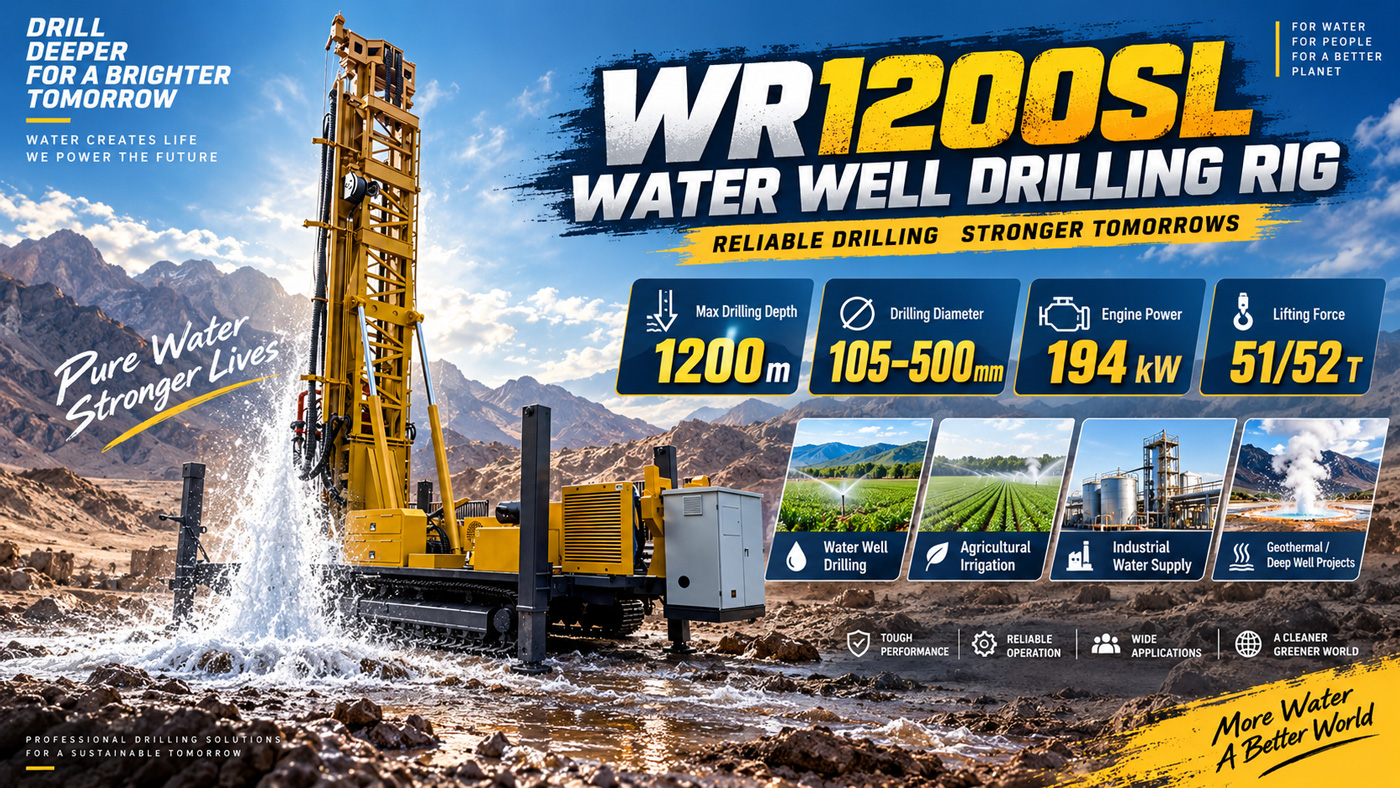 WR1200SL Rig Pengeboran Sumur Air Tipe Track