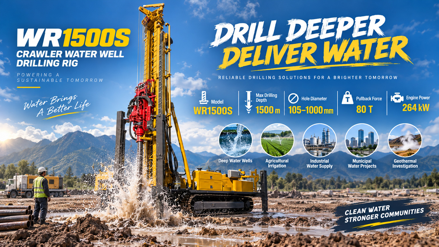 WR1500S Rig Pengeboran Sumur Air Tipe Track
