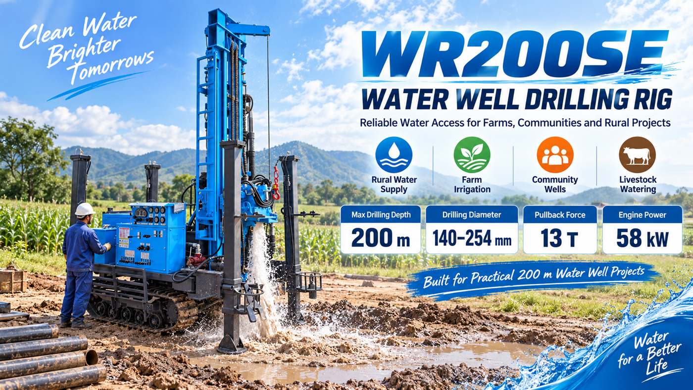 WR200SE Rig Pengeboran Sumur Air Tipe Track