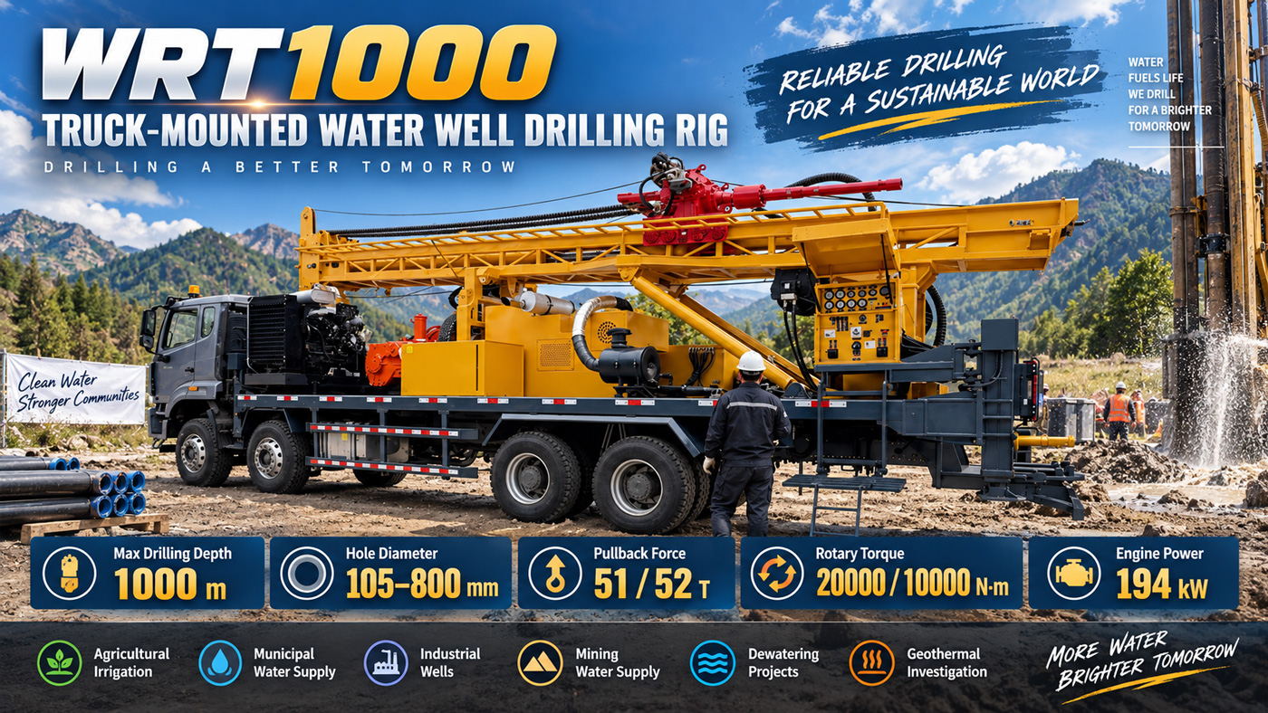 WRT1000 Rig Pengeboran Sumur Air Tipe Truk