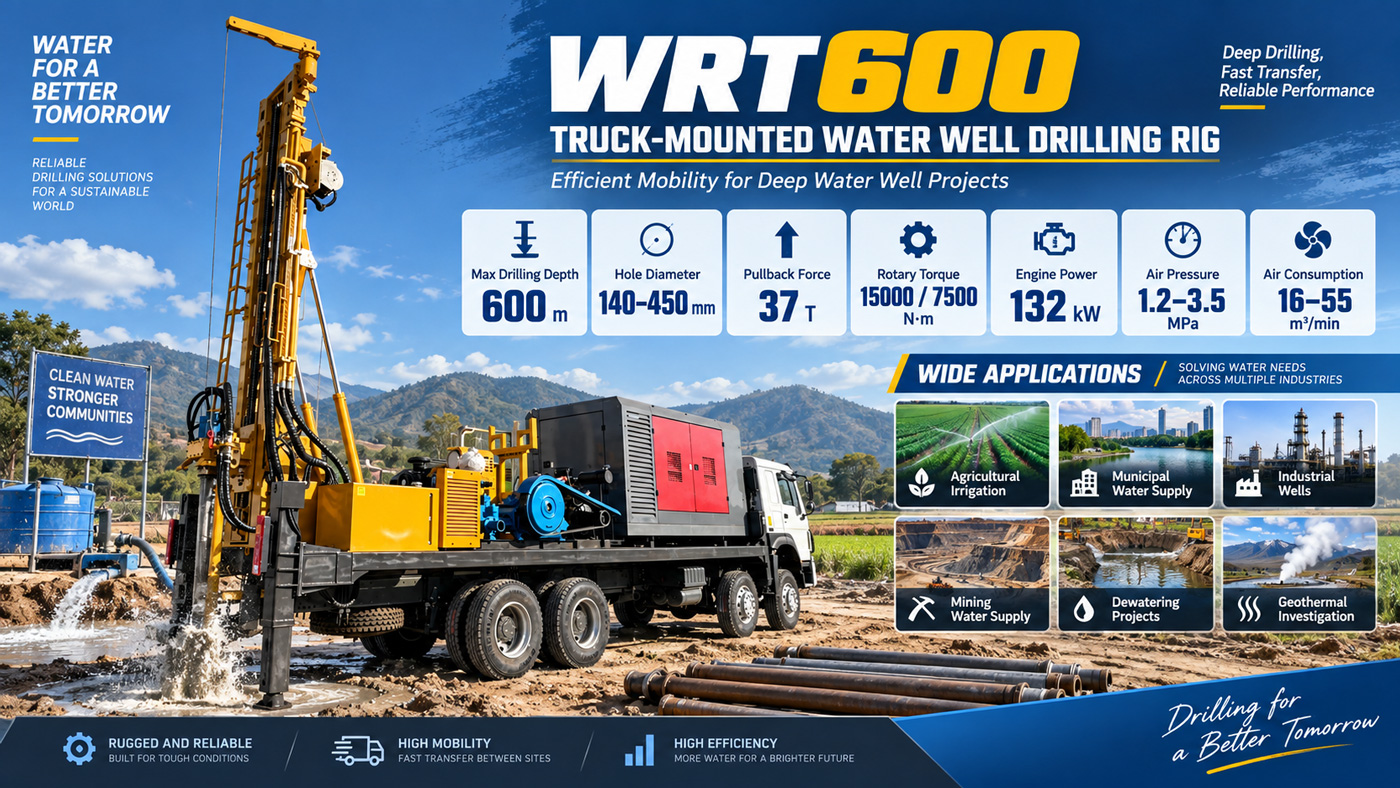 WRT600 Rig Pengeboran Sumur Air Tipe Truk